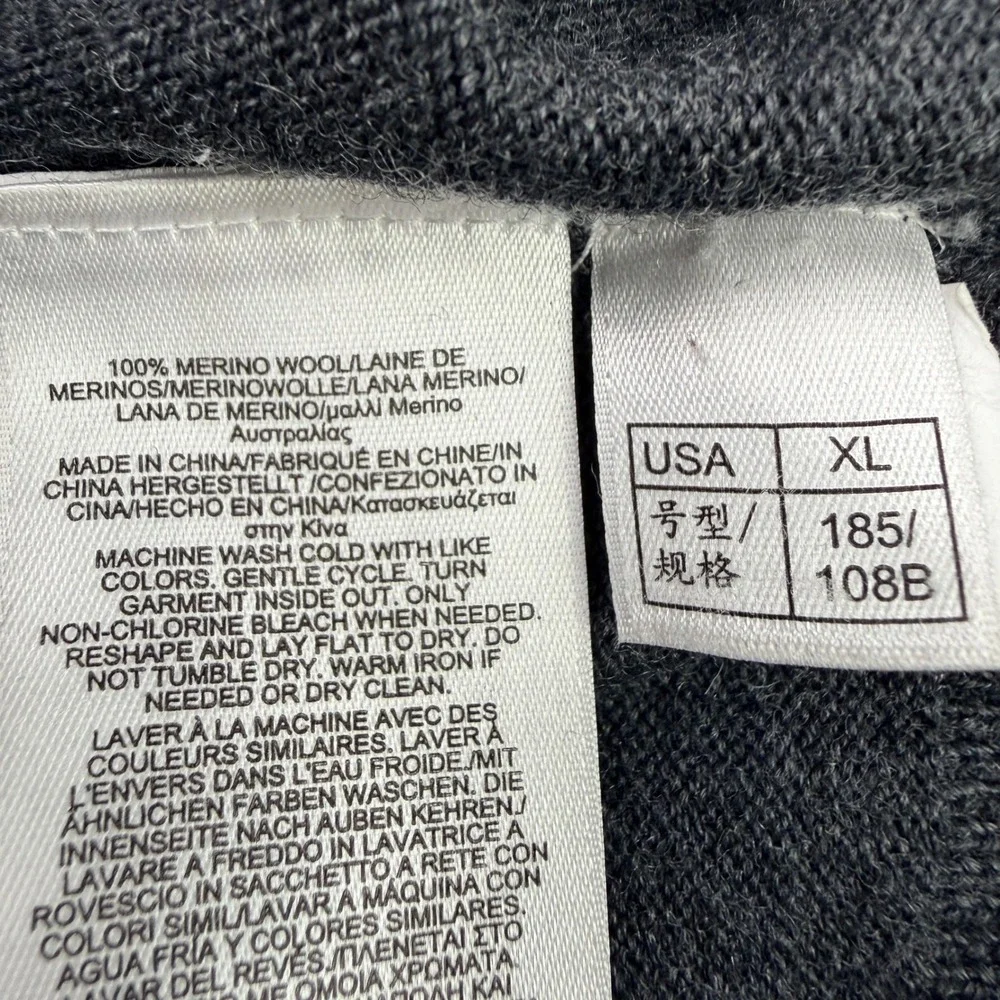 Brooks Brothers Extra Fine Merino Wool Quarter Zip Sweater Charcoal Gray Mens XL
